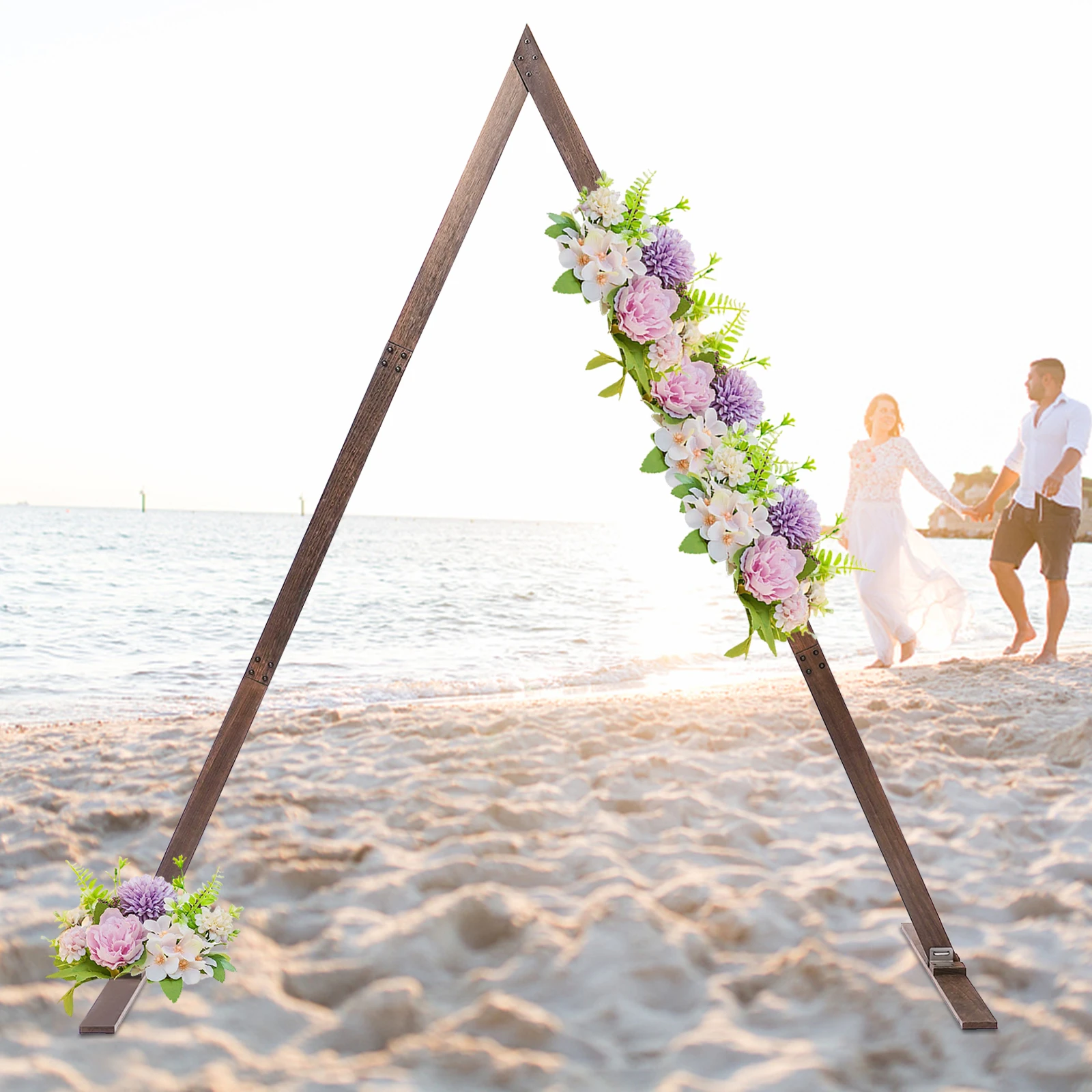 

8.2ft Vintage Wood Wedding Arch Backdrop Flower Stand Rack Background Decor Prop for Weddings, Birthday Parties, Engagements