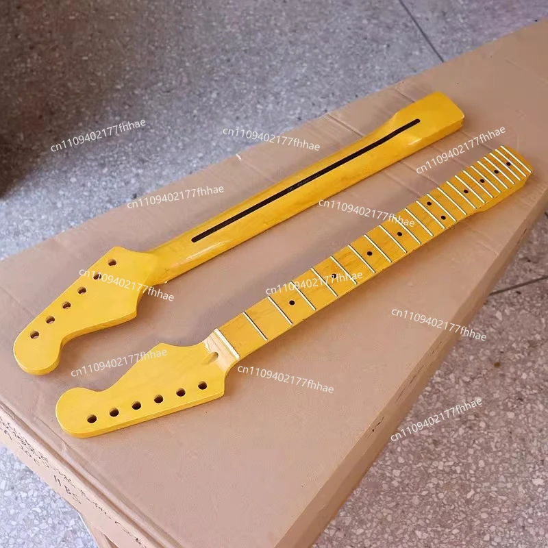 6-string 22-fret Electric Guitar Neck with Maple Bright Small Head Yellow Piano  Musical Instrument DIY Modified Professional