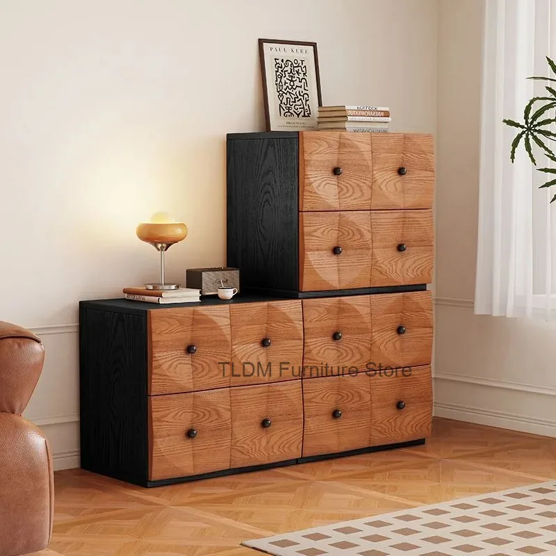 French Style Textured Panel Bedside Chest Round Knob Detail Contrast Frame Storage Cabinet for Bedroom Living Home Furniture