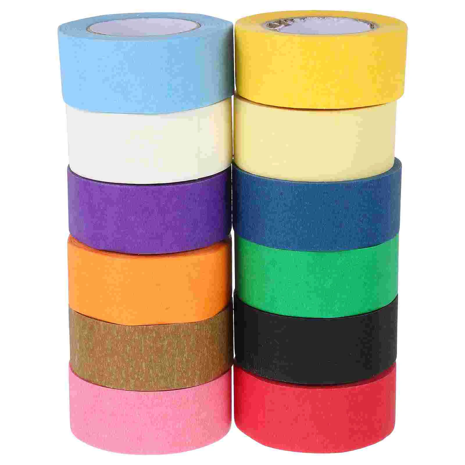 

12 Rolls Colorful Painter's Tape Scrapbook Adhesive Journaling Supplies Paper Decorative Tapes Craft Student Washi Decoration