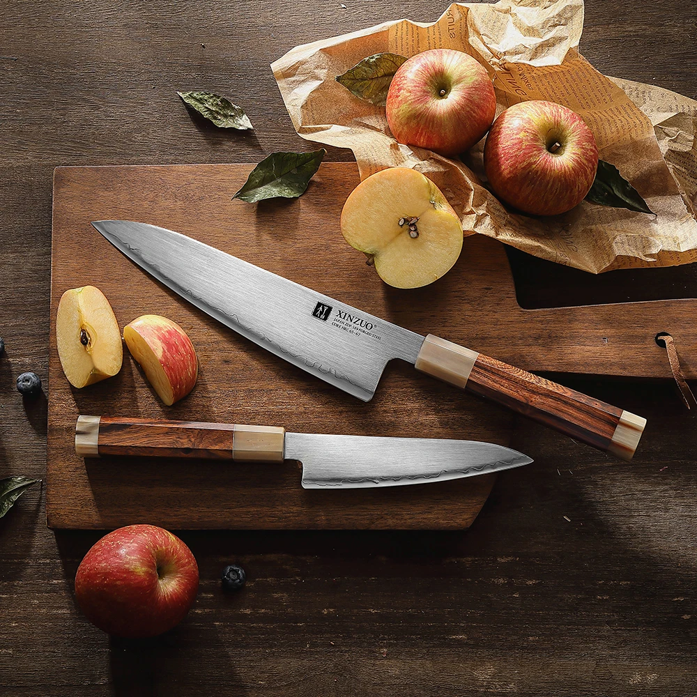 Imagen 6: XINZUO-Juego de cuchillos de cocina, 2 uds., 5,5 + 8,3 pulgadas, cuchillo de Chef utilitario, cuchillo de cocina de acero compuesto, cuchillos para el hogar ultraafilados