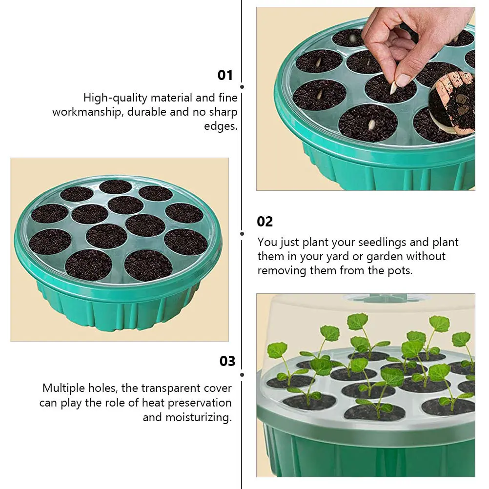 

2pcs 13 Holes Seedling Starter Tray Transparent Plant Growing Box For Indoor Garden Nursery Propagation Plant Sprout Tray