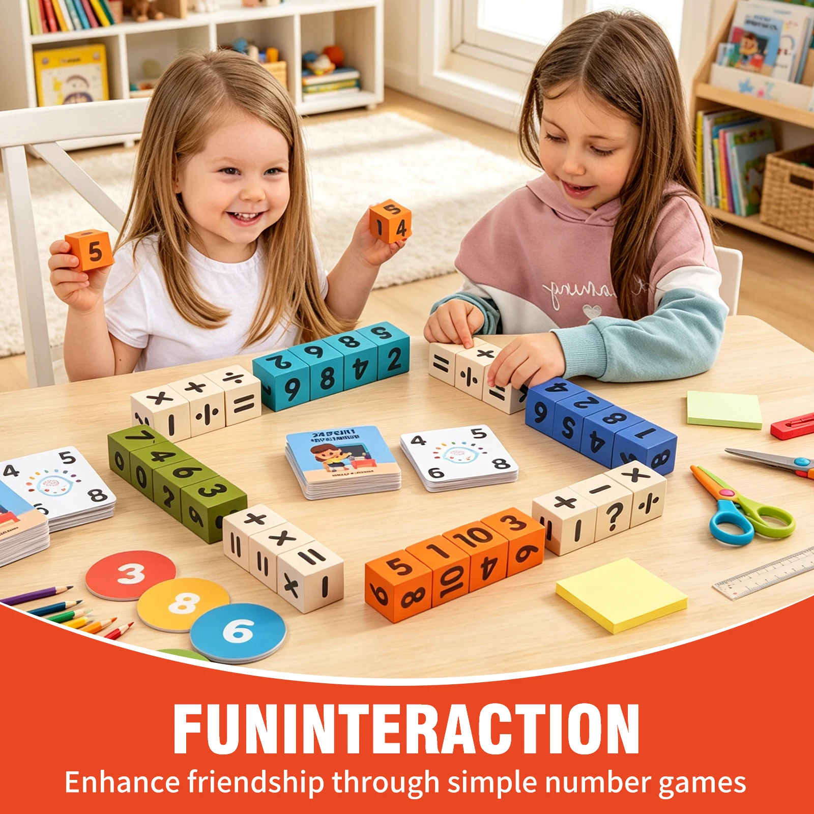 MQUDUO Kids STEM Math Educational Toy, 24 Point Number Cube Game with Addition Subtraction Multiplication Division Challenge