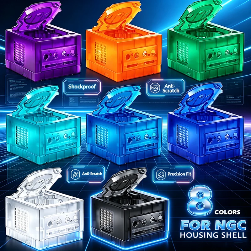 8 Farben Klare Hülle für Gamecube NGC Retro-Konsole Ersatzgehäuse Transparente Abdeckung DOL-001 DOL-101
