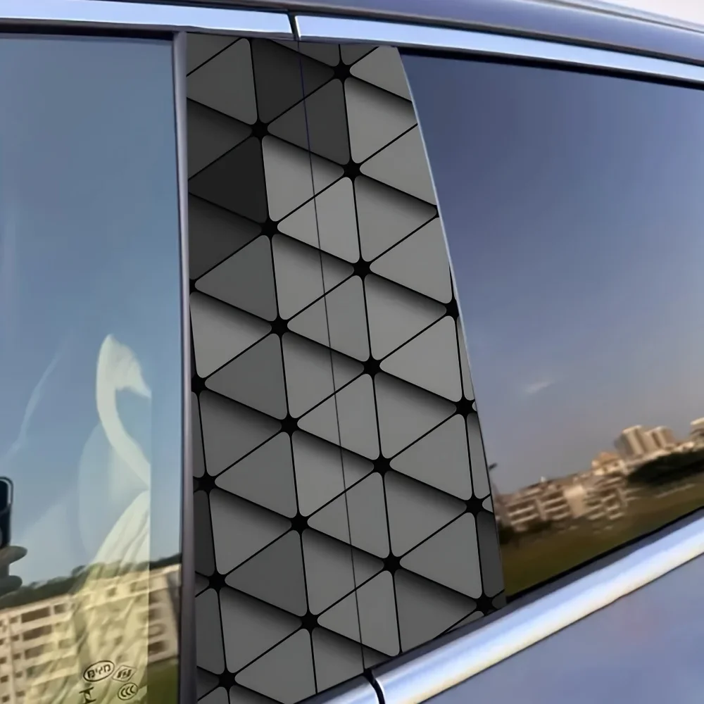 2-Pack - High Quality Car Stickers, Triangle Pattern Door Post Stickers, Self-Adhesive Waterproof Vinyl B-Post Protective Film