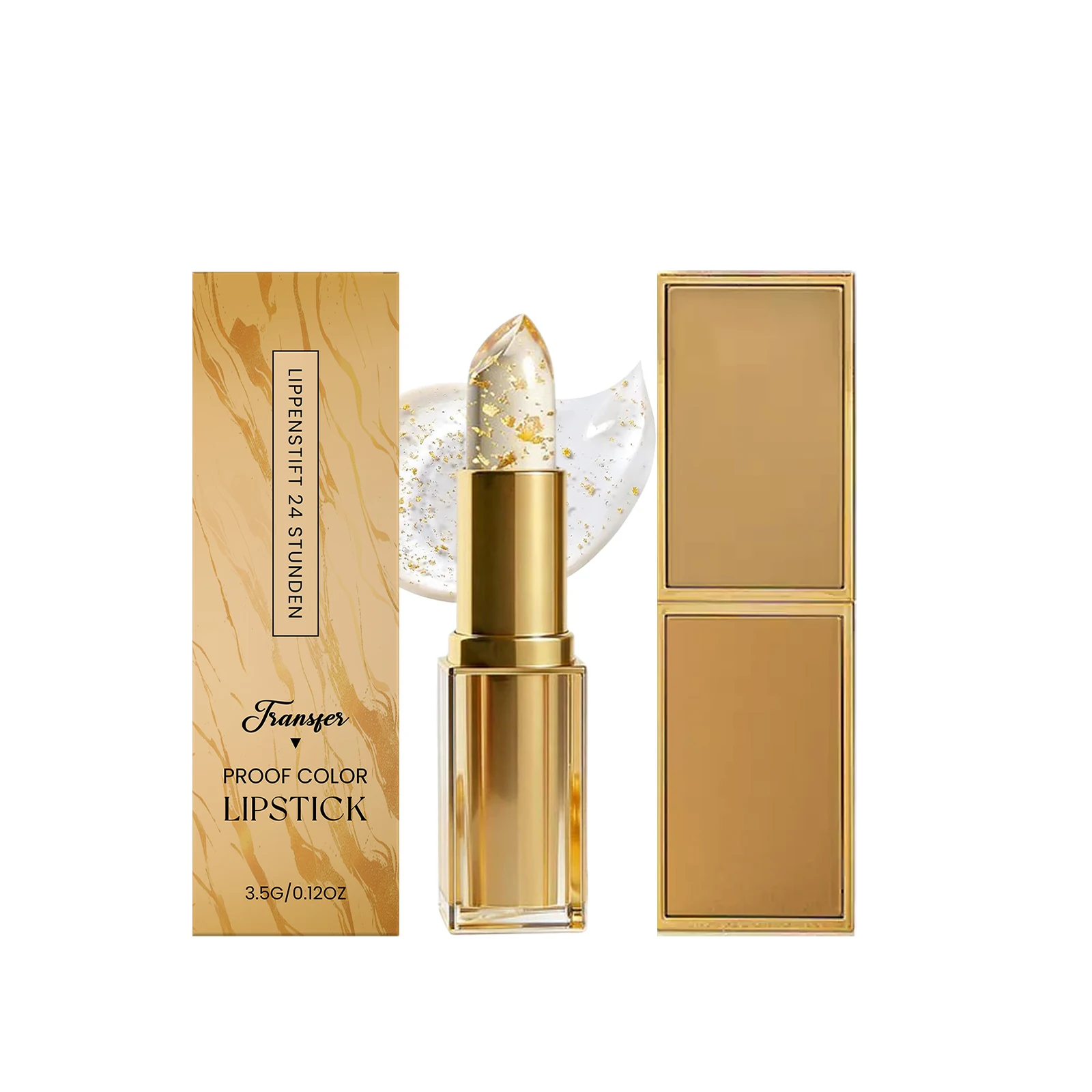 Gold Crystal Color Changing Lipstick Transparent Long Lasting Moisturizing Fade Lip Line Relieves Dryness Glossy Shine Lip Gloss