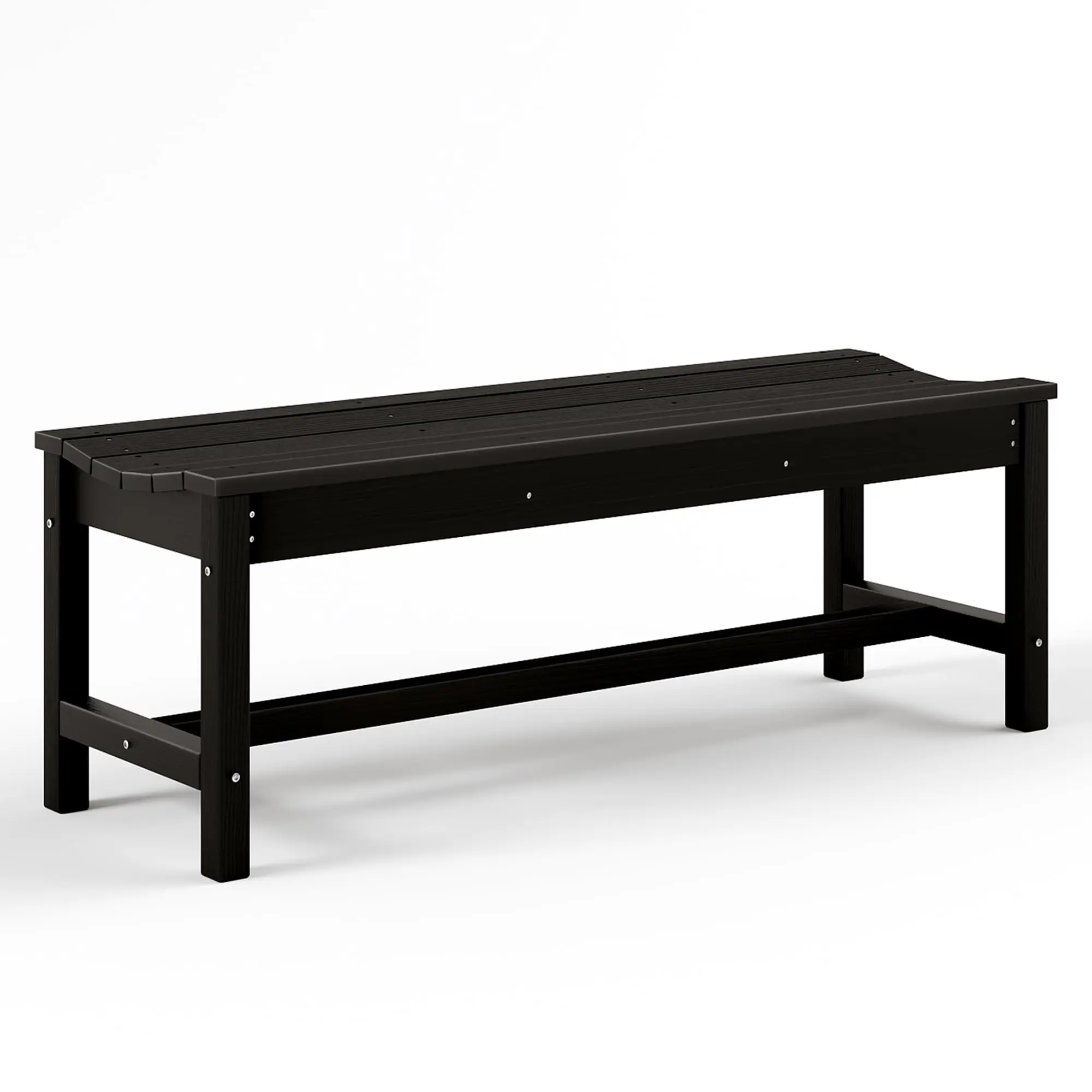 Outdoor Bench with Curved Seating, HDPE 2-Person Backless Bench Holds up to 800lbs, Weatherproof Garden Bench for