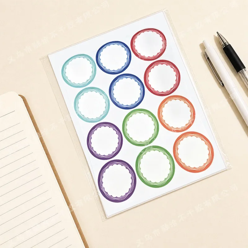 5cm Creative Color Border Round Sticker Kit Writable Blank Labels Multi-size Sorting Marking Stationery Craft  Supplies