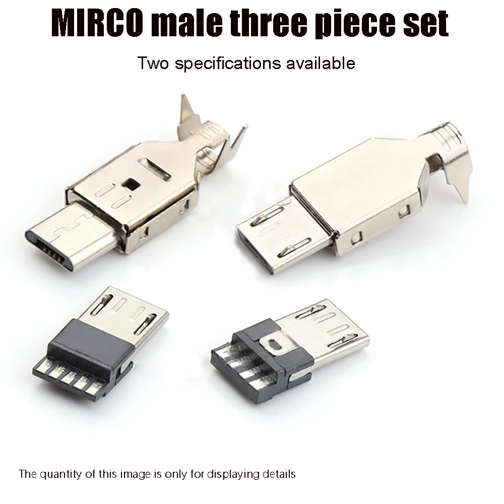 USB Mirco Male Three Piece Soldered Computer/Android Phone Data Cable Male Plug Accessory Interface A Replacement Mouthpiece