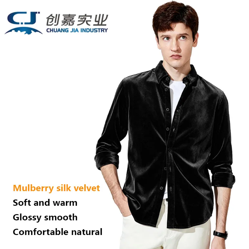 Natural Silk Velvet Men's Shirt Simple Style Fashion Top for Outdoor Leisure Luxury Casual Men's Clothing Comfortable and Soft