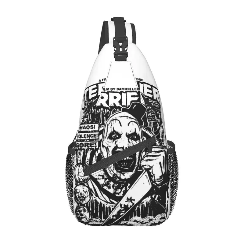 Terrifier Crossbody Sling Backpack Men Custom Horror Movie Halloween Clown Shoulder Chest Bag per viaggi escursionismo Daypack