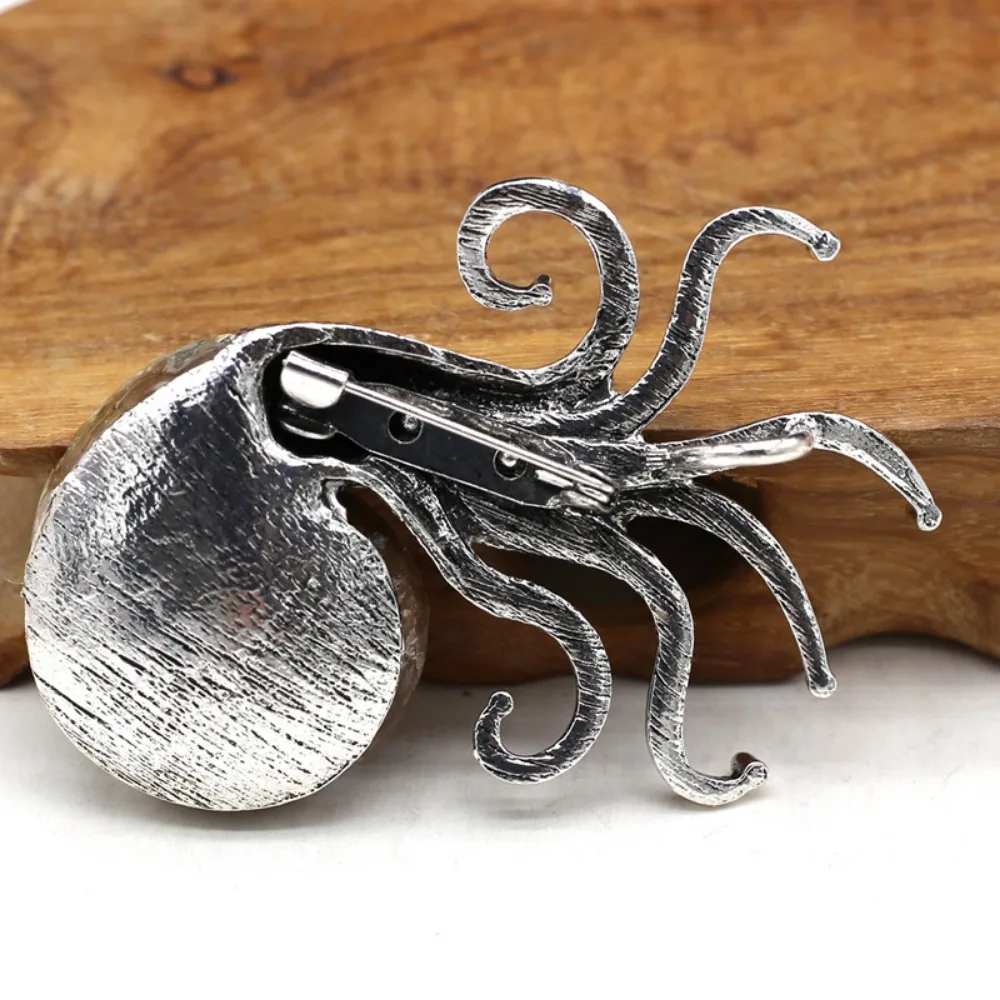 Natural Conch Ammonite Half Cut Shell Octopus Apparel Pin Coat Dress Clothes Decoration Reiki Healing Crystal Mineral Craft - Image 3