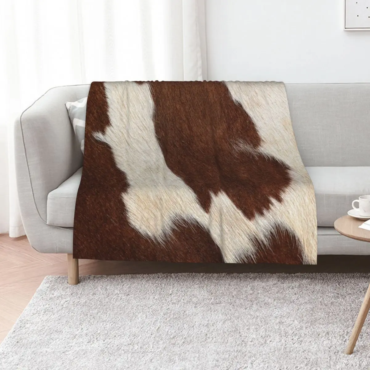Rusty Brown Cow Skin (graphic illustration, digital, smooth print) Throw Blanket Sofa Throw Plush Stuffeds Bed Blankets