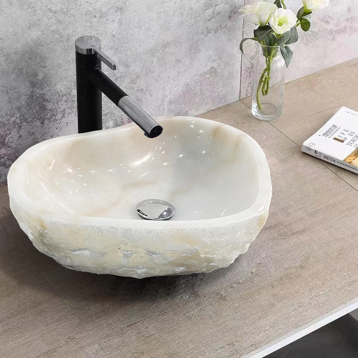 Hot Sale Natural White Marble Wash Basin Bathroom Unique Shape Vanity Basin Bathroom Sink