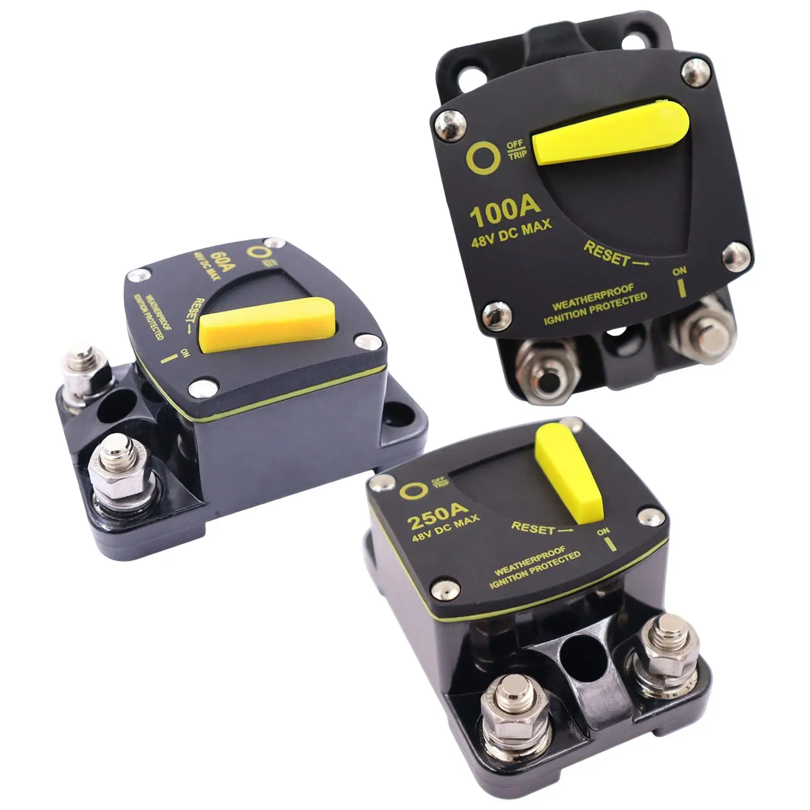 DC 12-48V Waterproof Circuit Breaker Manual Reset Water Resistant Easy Operate Accessories Audio Inline Fuse Holder Professional