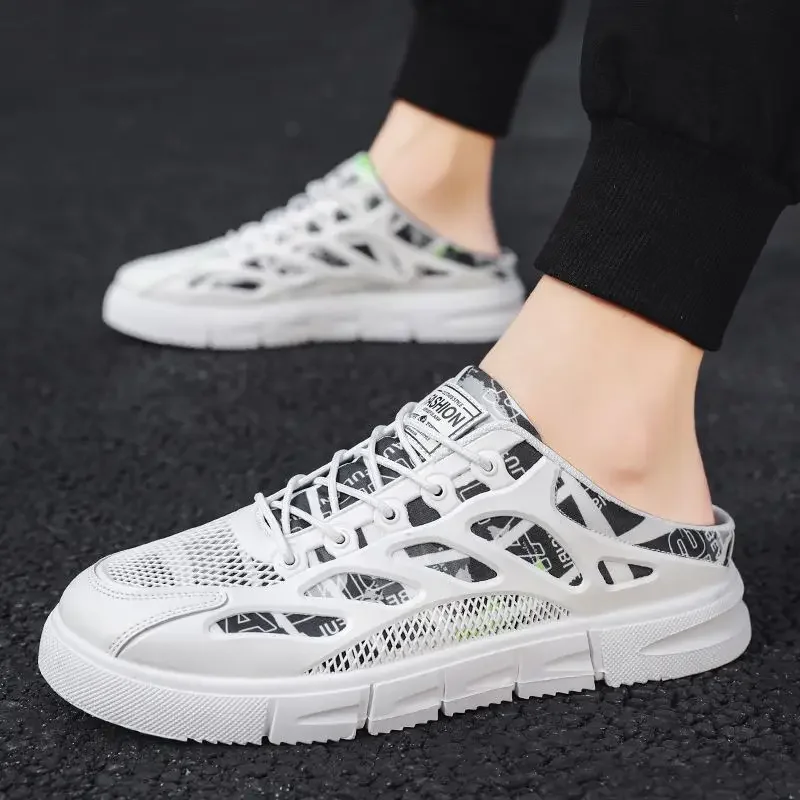 

Мужские тапочки на плоской подошве, пляжная полумужская обувь, дизайнерская роскошная модная летняя распродажа высокого качества, элегантные резиновые шлепанцы в стиле 2025 г.