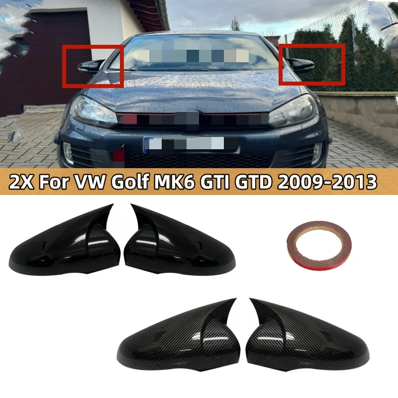 OX Style Car Side Wing Mirror Cover For VW For Volkswagen Golf 6 MK6  GTI GTD 2009-2013 Rear View Mirror Cap Case