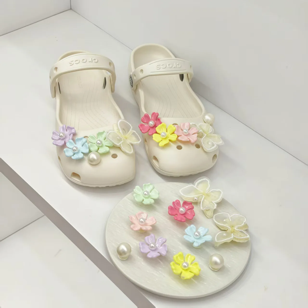 10pcs Set Shoes Decoration for Summer Sandals & Slippers Three-dimensional Colorful Flowers Shoes for Women DIY Shoe Accessories