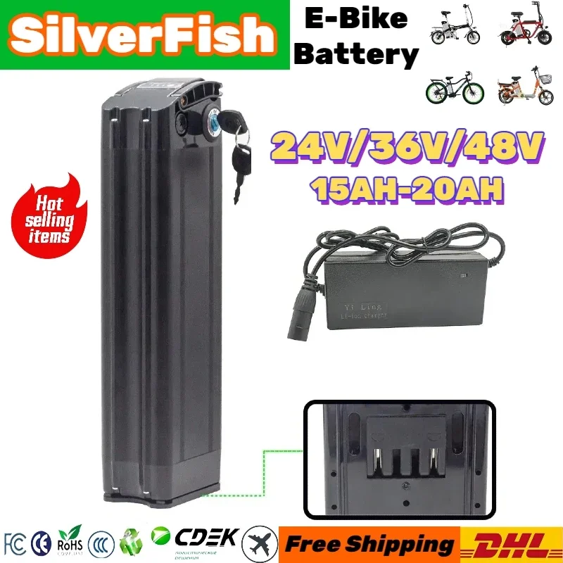 

NEW full power 48V/36V 20Ah Silver fish 18650 Li-ion Battery Suitable for Folding E-vehicle Lithium battery replacement