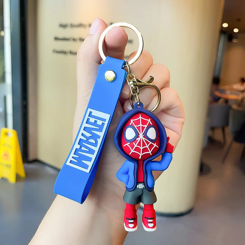 New Spiderman Keychain Cute Cartoon Superhero Figure Keyring Bag Pendent Key Chain Jewelry Iron Man Toy Gift for Kid Friends