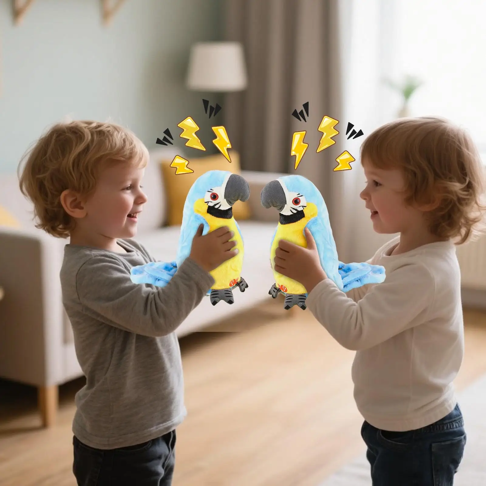 أداة تتحدث على شكل طائر ناطق من القطيفة، لعبة تعليمية على شكل ببغاء Twerking واقعي لتدريب الكلام وأعياد الميلاد والسفر في الهواء الطلق