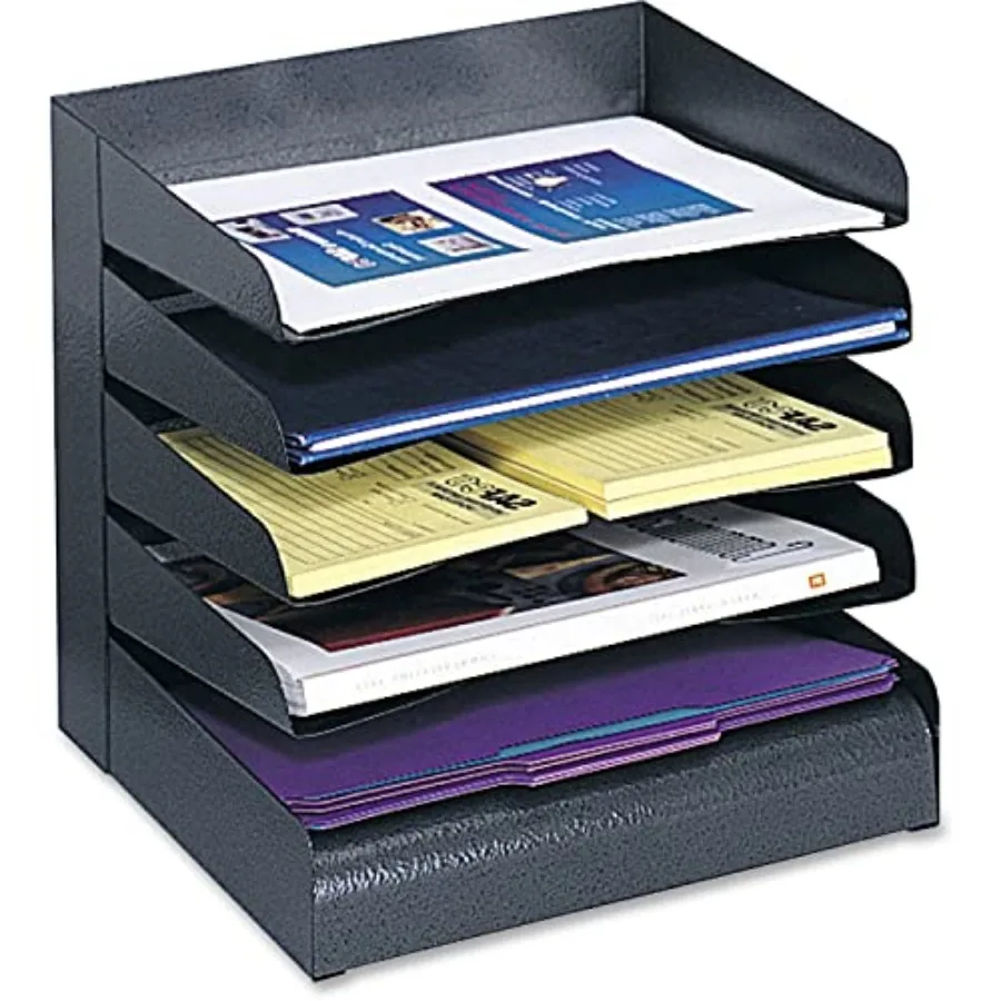 

3127BL Steel Desk Organizer Tray Sorter with 5 Shelves, Black