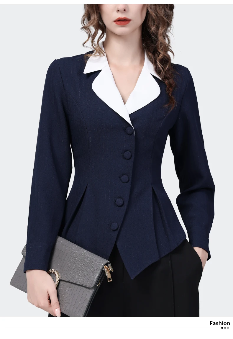 Fashion Lapel Collar Women\' Long Sleeve Shirt Elegant Slim Cinched Waist Tops 2024 Spring Summer Color-blocking Office Blouses