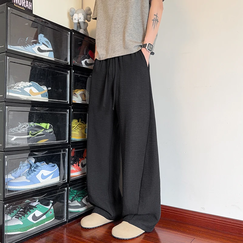 Japanese Men's Cotton Linen Pants Male Summer New Breathable Solid Color Linen Baggy Trousers Streetwear Wide Leg Sweatpants Men - view 5