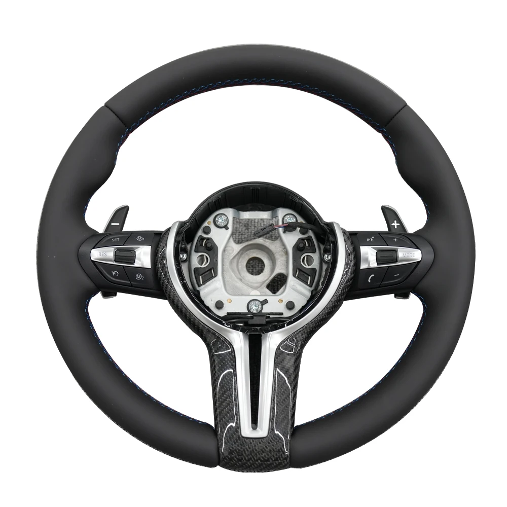 71HOTNappa Leather Car Steering Wheel for BMW 1 Series F20 F21 2012-2018/3 Series F30 2013-2019/X3 F25 2011-2016 with CF Trim 4