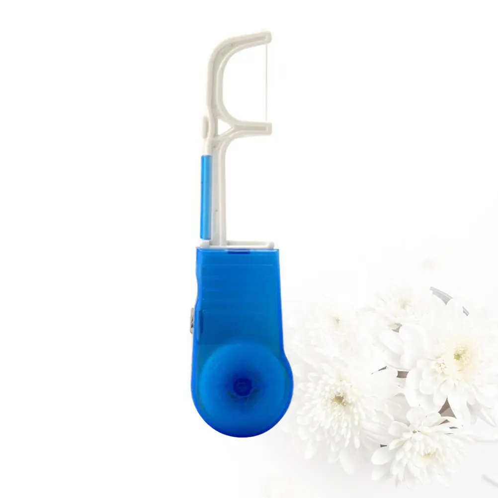 1Pcs Dental Flosser Rack Comfort Grip Handle Non-Slip Surface Grooved Prongs Easy Interdental Cleaning Reduce Gingivitis Plastic