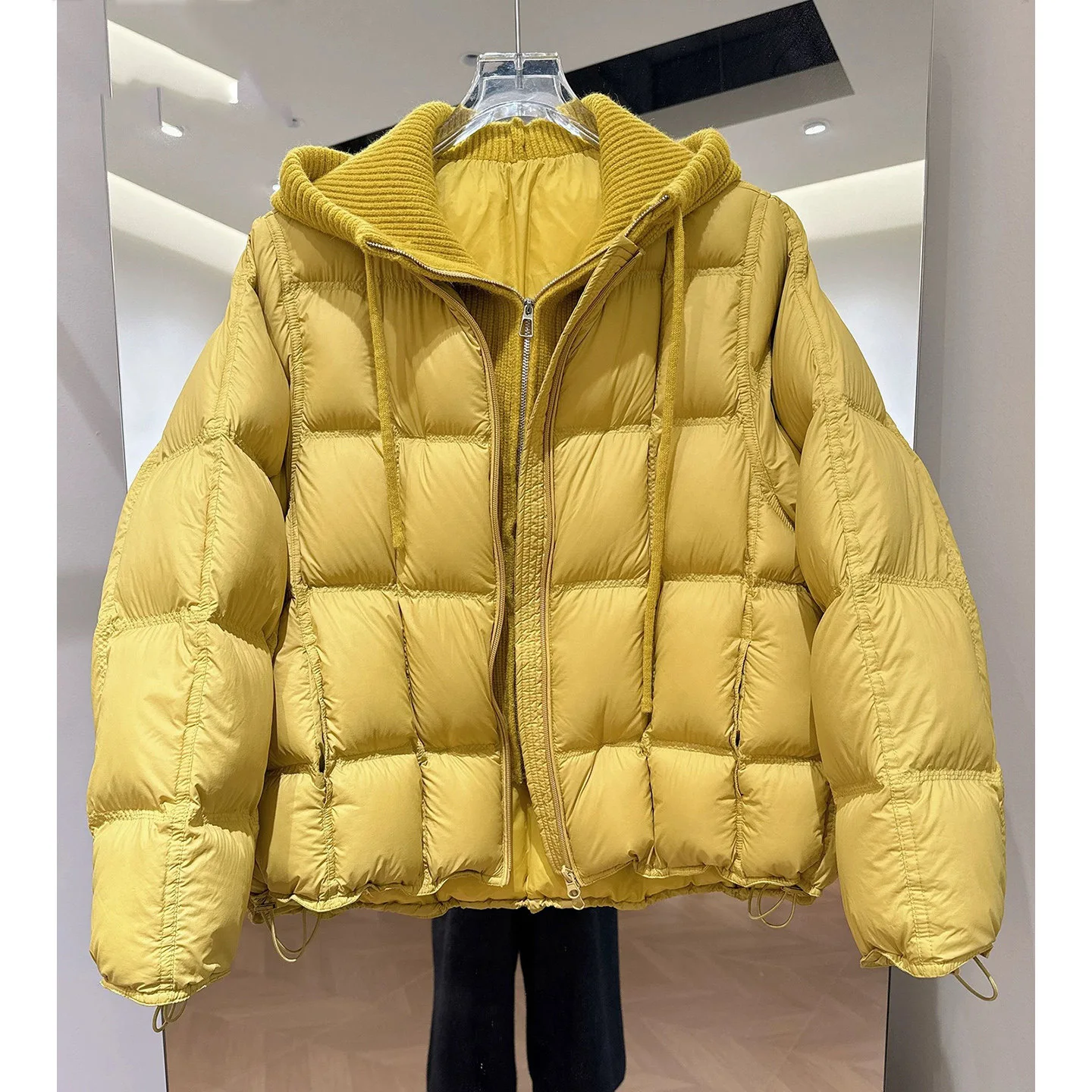 2026 Hooded Puff Down Coats for Women Female Fake Two-Piece Loose Jackets Korean Style New Thick Cotton Padded Down Overcoats
