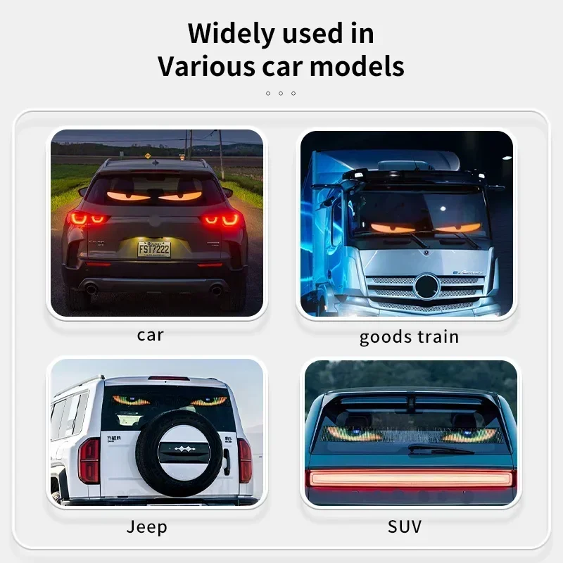 LED Truck Car Devil Eye Large Screen Animation Pattern Lighting Display For Windshield LED Pixel Panel Lighting Scrolling 12/24V