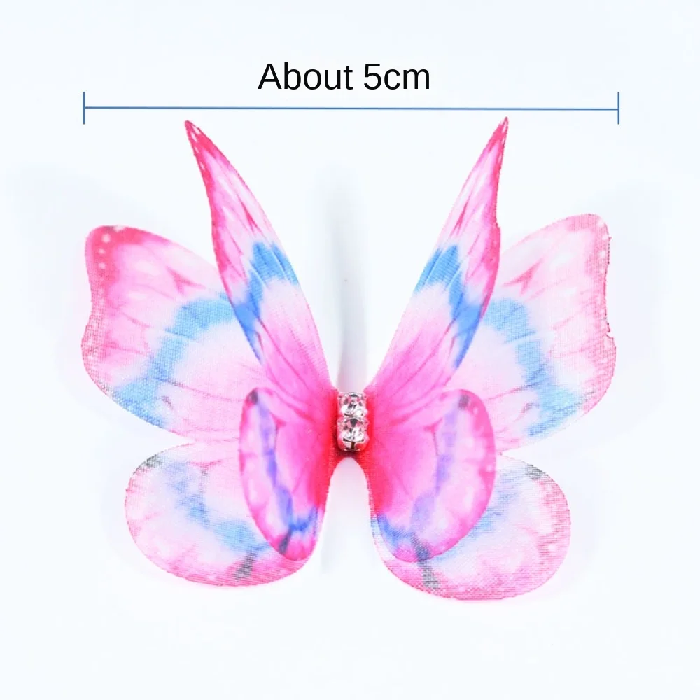 3D Organza Fabric Butterfly Appliques Double-layer Translucent Simulation Mesh Butterfly Patch Gradient Color