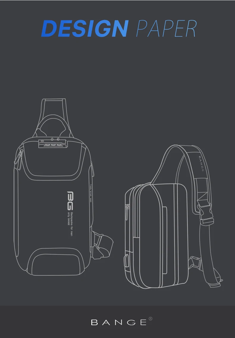 BANGE Neues Modell Class Song Herren Business Anti-Diebstahl Umhängetasche mit USB-Anschluss, Leichte Outdoor Herren Crossbody Brusttasche – Detail 2