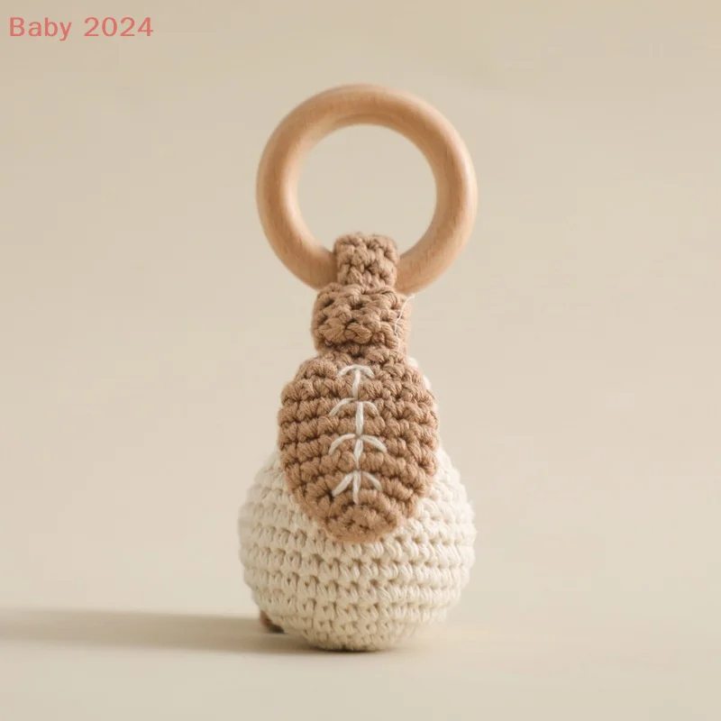 Chocalho de limão mordedor brinquedo crochê mordida de frutas força exercício sensorial música infantil bebê recém-nascido mastigar brinquedo