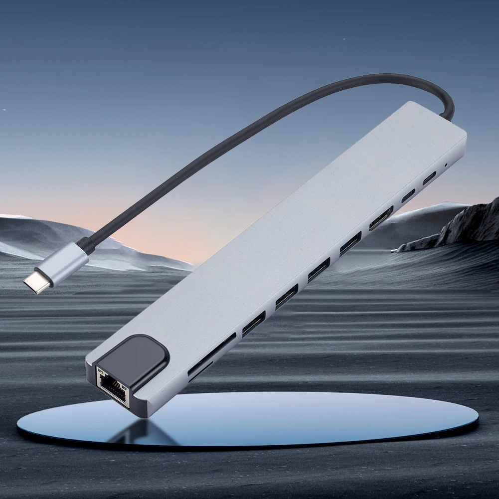 

10 in 1 Type C Hub 3 USB2.0 1 USB3.0 5 Gbps USB C Dongle 4K HDMI-Compatible 100W PD for MacBook Air Pro and Other Type C Laptops