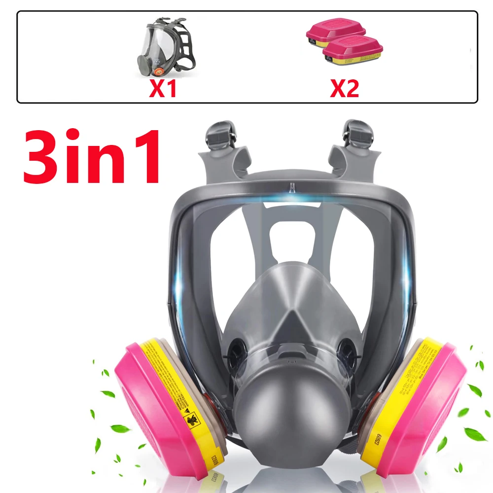 

Full Face Respirator Mask with 60923 Activated Carbon Filters, The Respirator Mask for Paint, Welding, Polishing, Cutting, Dust