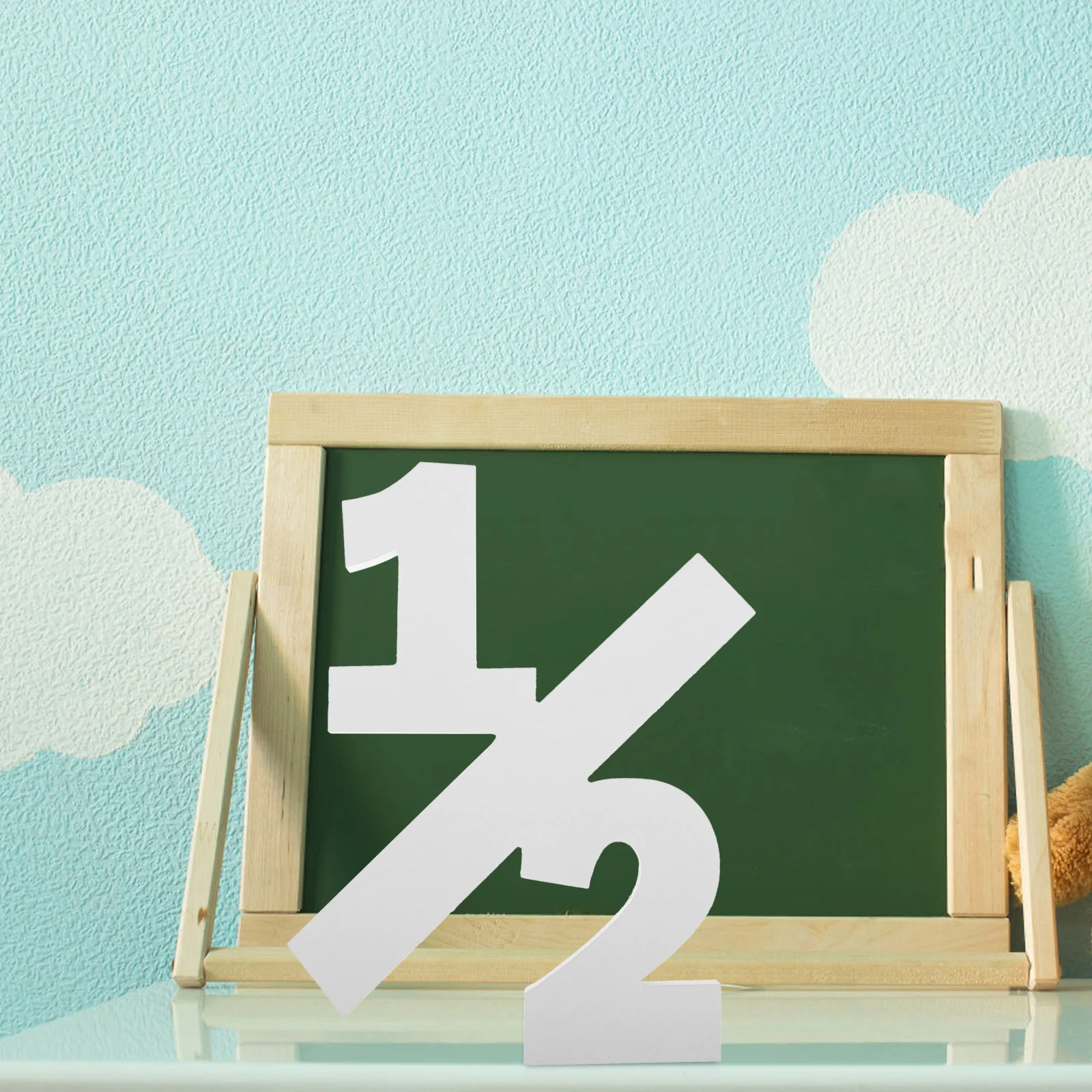 Puntelli per foto di metà anno Decorazioni di buon compleanno Ornamenti fai-da-te Cartello in legno Numeri in legno per la casa Mattoni Tavolo bianco per bambini