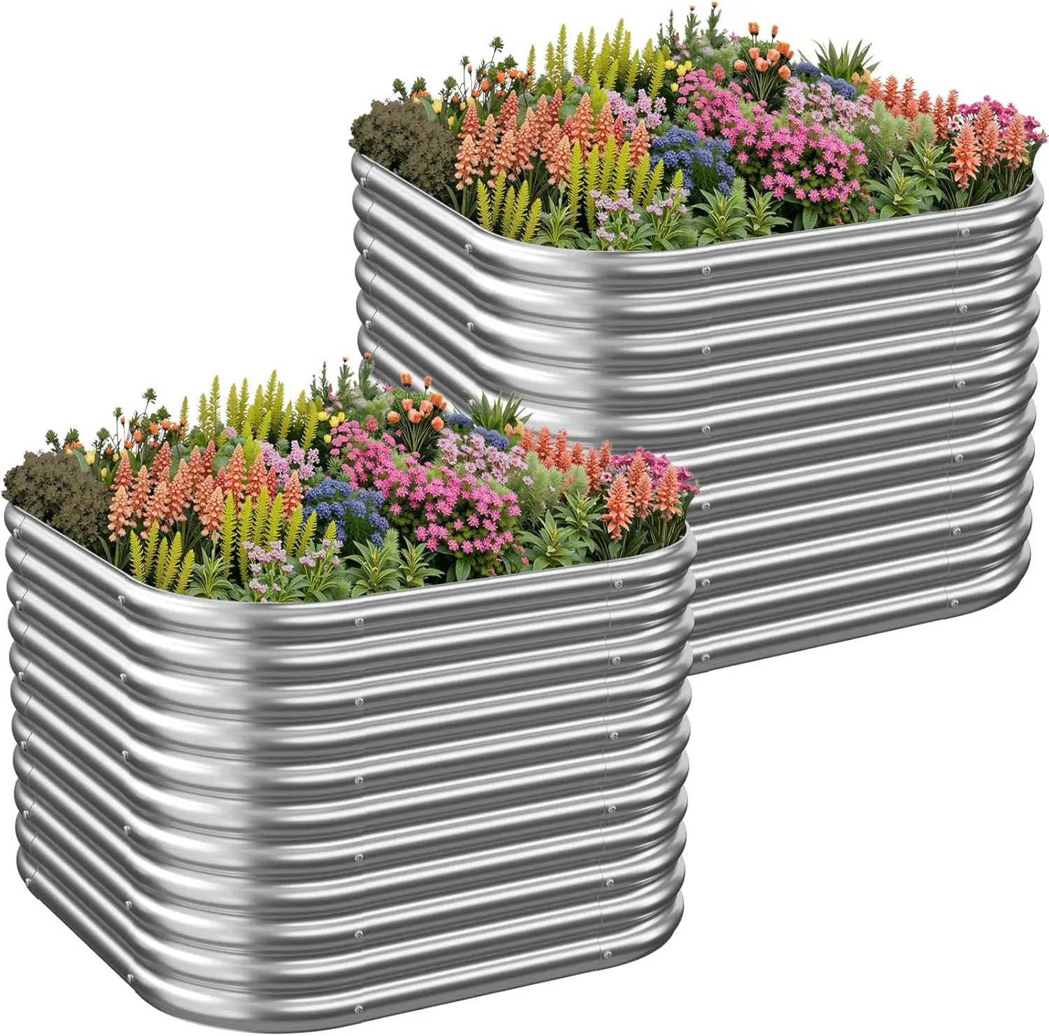 

2 Pack Tall 2x2FT Corrugated Galvanized Steel Raised Garden Bed Outdoor, Metal Above Ground Garden Bed for Vegetables an