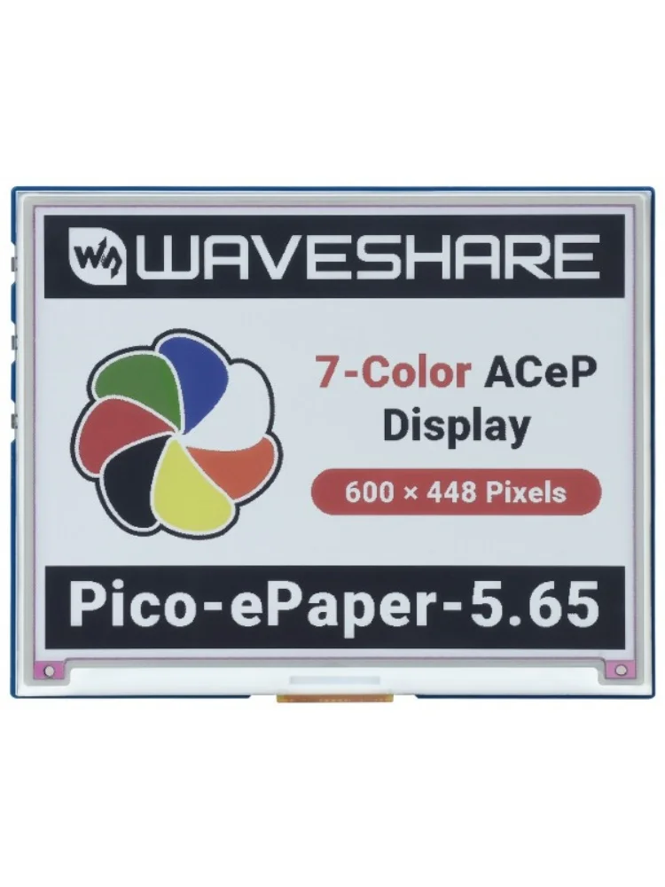 5.65inch Colorful e-Paper E-Ink Display Module for Raspberry Pi Pico, 600×448 Pixels, ACeP 7-Color