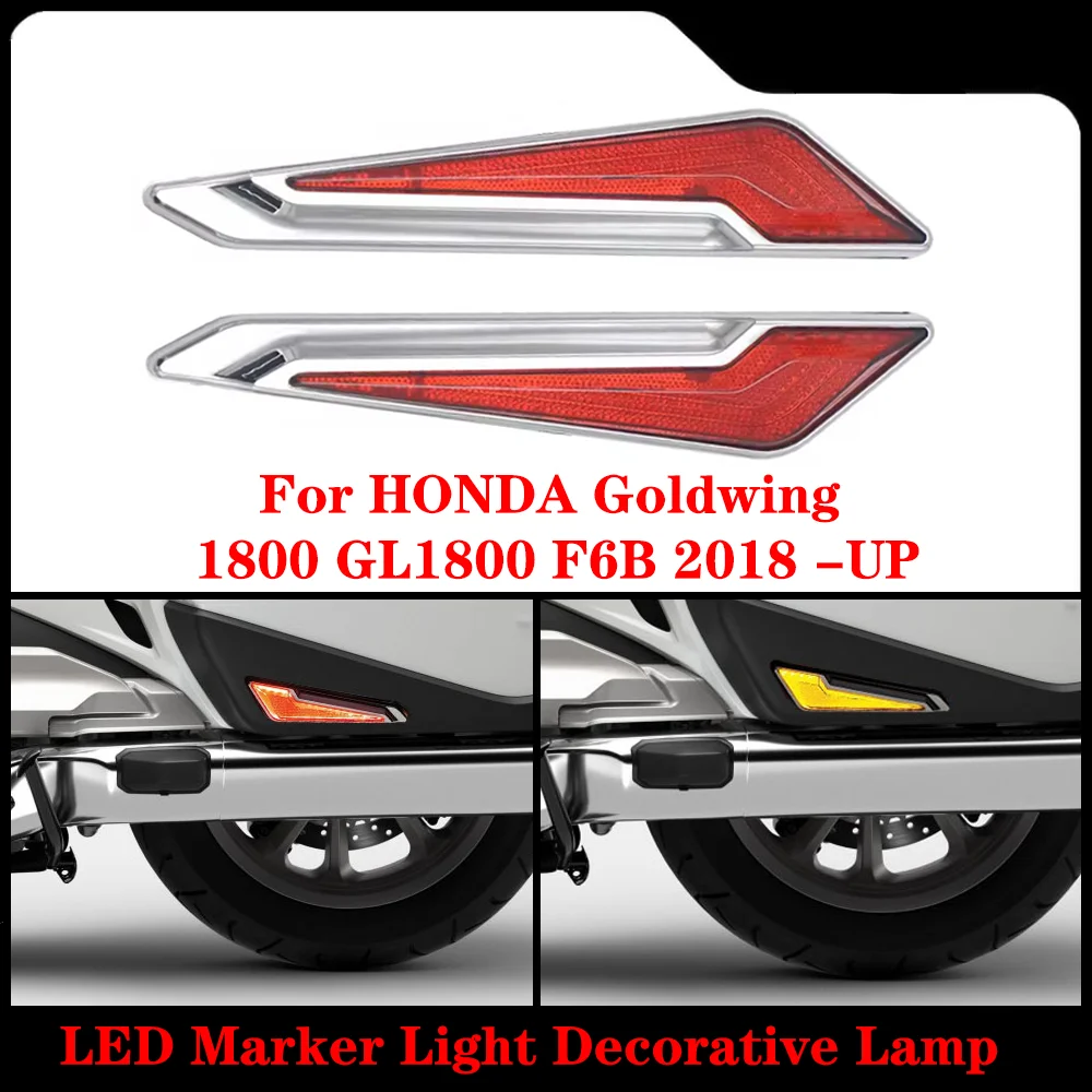 

Gold Wing Turn Signal Side Saddlebag Inserts Chrome LED Marker Light Decorative Lamp For HONDA Goldwing 1800 GL1800 F6B 2018 -UP