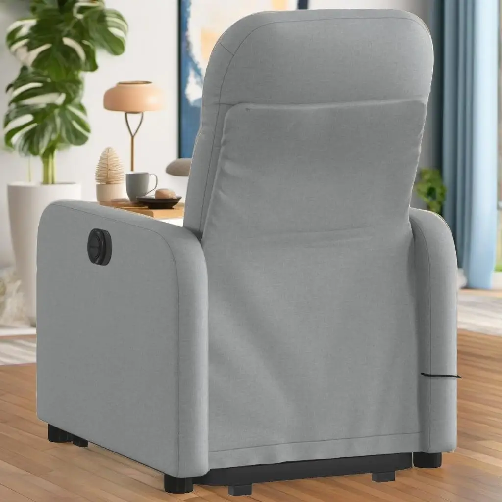 

Light Gray Fabric Stand-Up Massage Recliner Chair - Comfortable Ergonomic Design for Relaxation