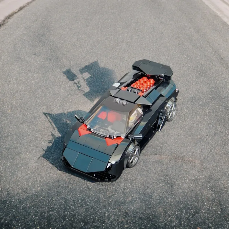 388pcs MOC Lamborghini Sesto Elemento Black Version Speed Model Building Blocks Toy Construction Christmas Gift DIY Brick Kids