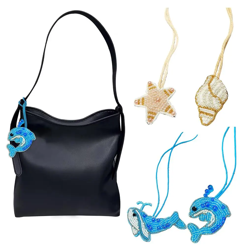 Подвеска для шитья из бисера, подвесная веревка, сумка, ремешок ручной работы, дельфин, сумка в форме раковины, подвесные украшения, подвески для сумки для женщин