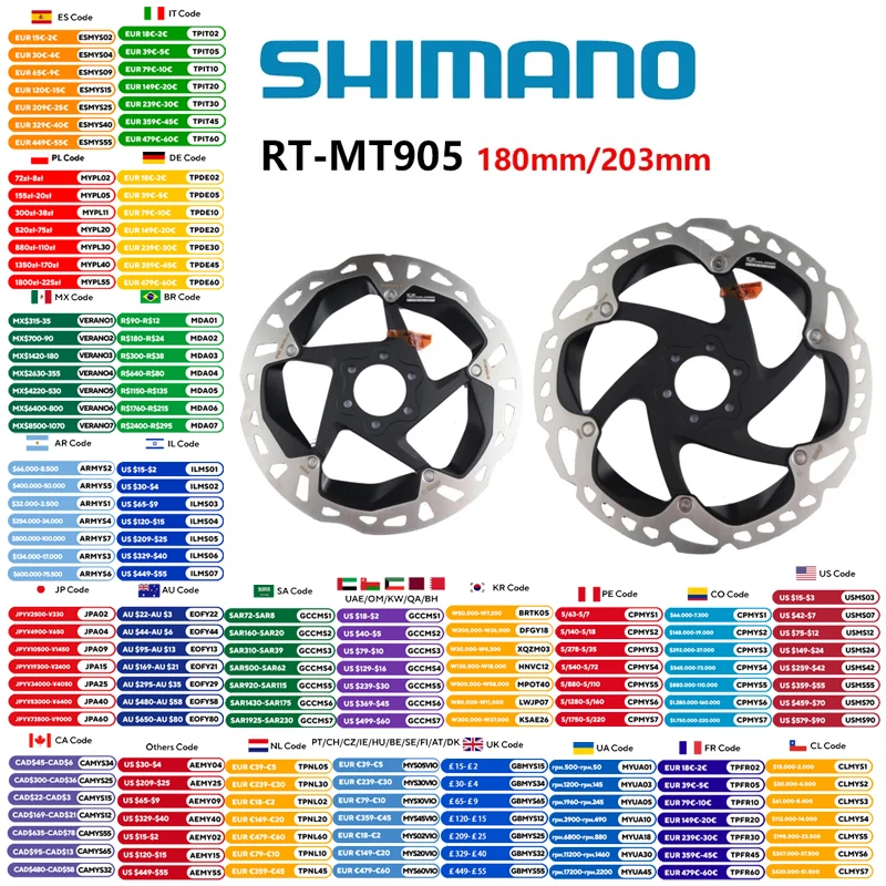 

Shimano XTR RT-MT905 6-Screw Disc Brake Rotor ICE TECHNOLOGIES FREEZA 203mm/180mm For MTB Mountain Bike Original Shimano Parts