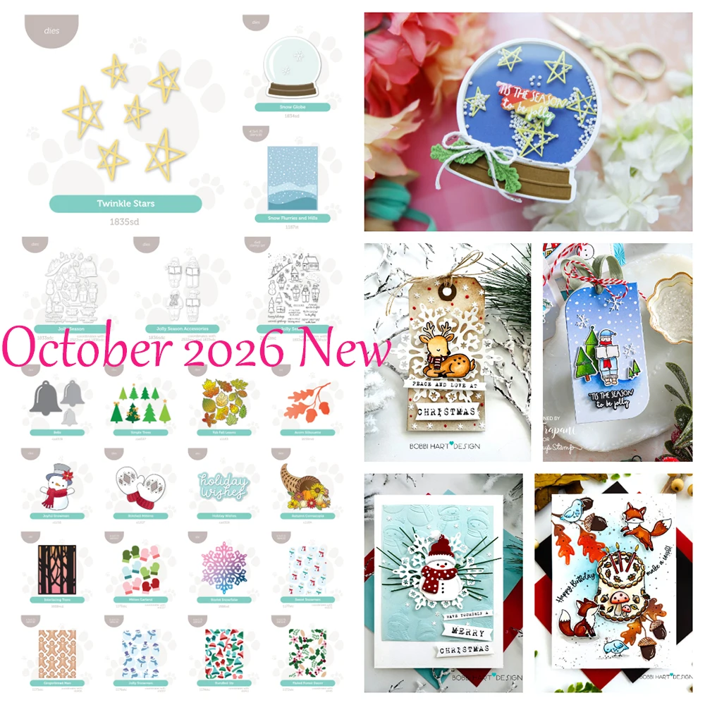 Oktober 2026 Neue Schneeflocken-Hügel Schneekugel Metall-Stanzformen Stempel Schablone für DIY Scrapbook-Produktion Handgemachte Grußkarte