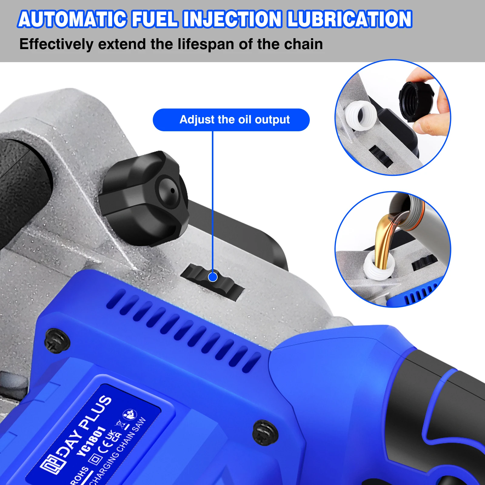 منشار لاسلكي 16 بوصة يعمل بالبطارية، محرك بدون فرشاة محمول 2000 وات، بطاريتين قطع سريع 13 متر/الثانية، مقاوم للصدمات، البستنة بنفسك