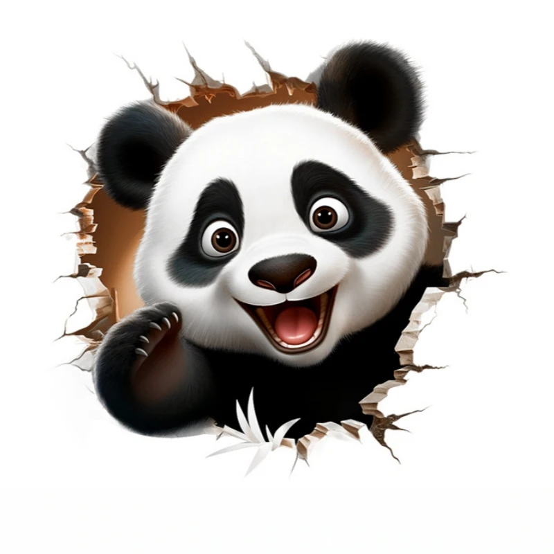 HD 3D Panda Car Stickers Scratch Covering UV Cartoon Car Body Door Stickers Personalized Creative 3D Electric Car Stickers - Image 3