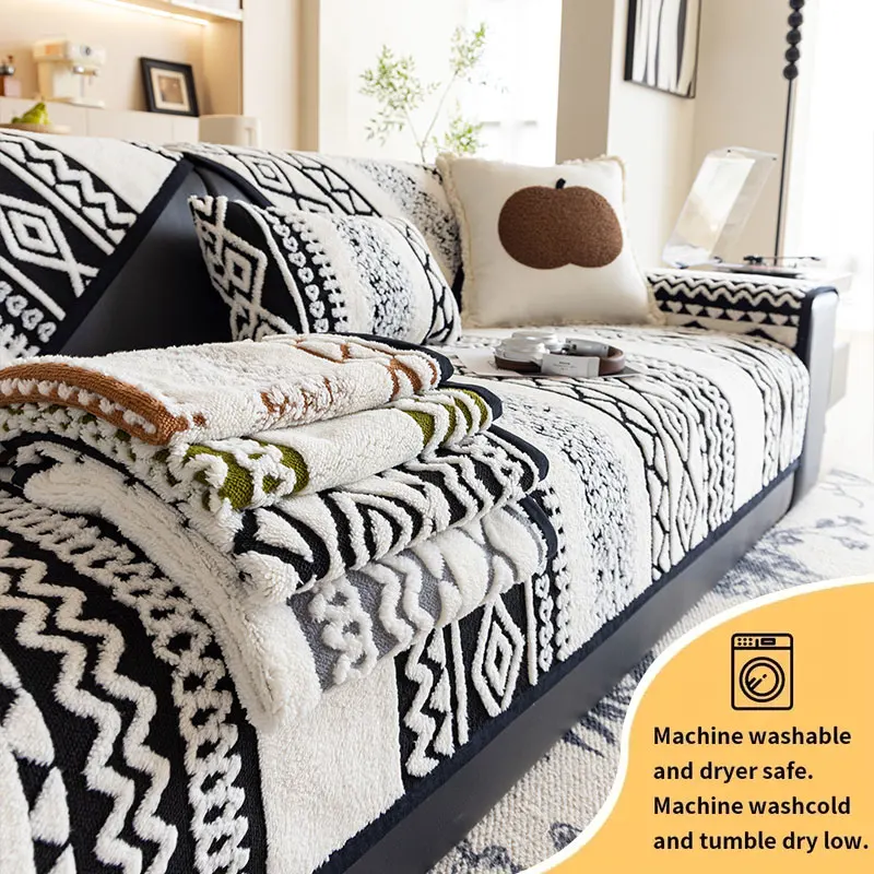 1PC-Shu Mianrong Sofa Mat 2025 Autumn/Winter New Plush Cushion Anti slip Four season Universal Cover Cloth