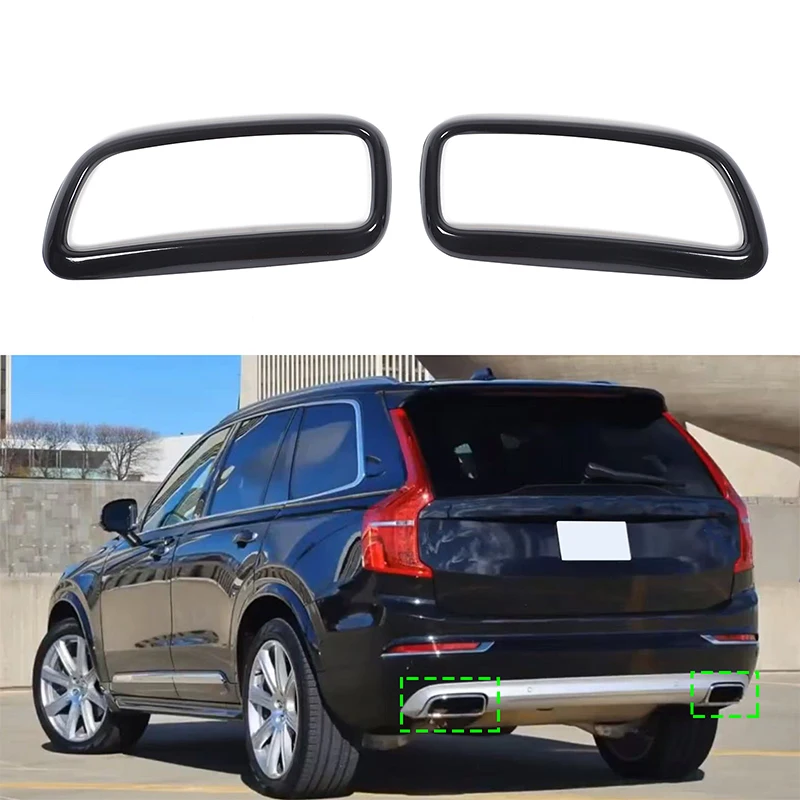 

For Volvo XC90 2015-2019 Automotive Tailpipe Decorative Frame Stainless Steel Glossy Black Automotive Modification Accessories